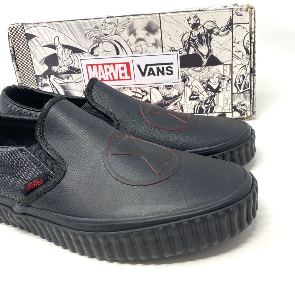 VANS Women VN0A38F7U7K Marvel Classic Slip On Black Widow Canvas Low Top Sneaker - Picture 7 of 11
